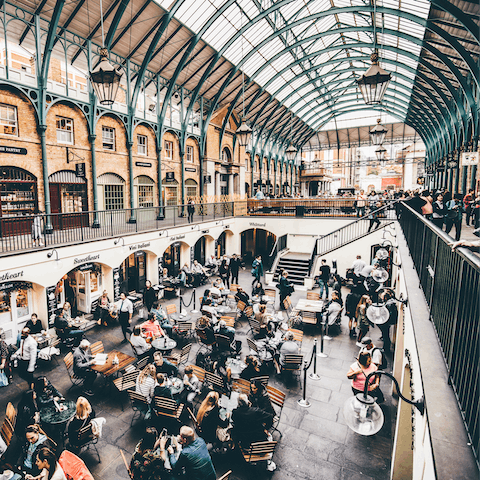 Explore Covent Garden Market's shops and restaurants, eight minutes away on foot