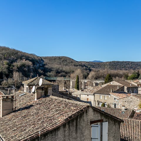Enjoy gorgeous views out across the rooftops of Vogüé, ranked as one of the most beautiful villages in France