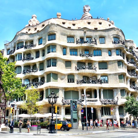 Go to see the one-of-a-kind Casa Milà, half a hour's walk from your apartment