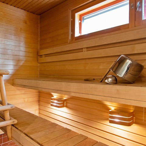 Relax and unwind in the private sauna 