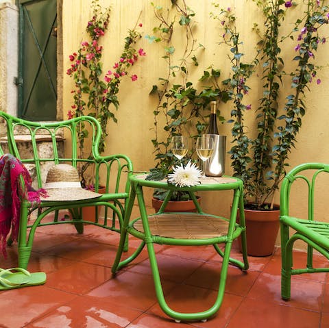 Enjoy sipping on your morning cappucino in the leafy courtyard seating area