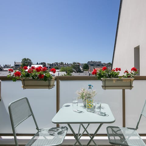 Start your day with a cup of coffee out on the balcony, gazing at the lovely views 