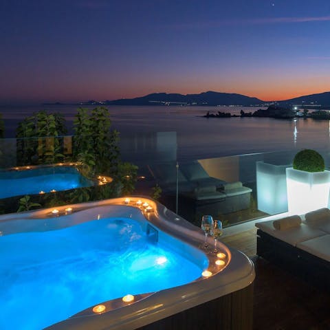 Sink into the hot tub for a long soak under the stars