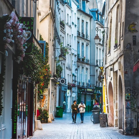 Browse the boutiques in the Le Marais, a short stroll away