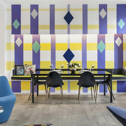 Enjoy some crêpes for breakfast in the vibrant dining area