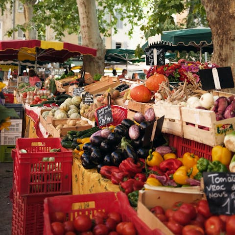Find the freshest local produce at the lively markets that take place here each week