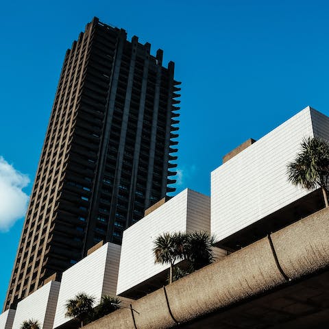 Immerse yourself in art and theatre at The Barbican Centre, a ten-minute walk away