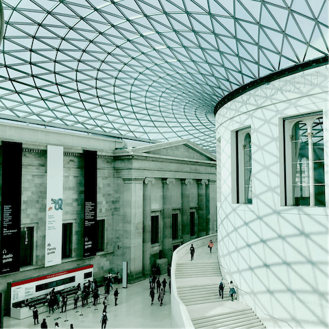 Spend an afternoon exploring the British Museum, a twelve-minute walk away