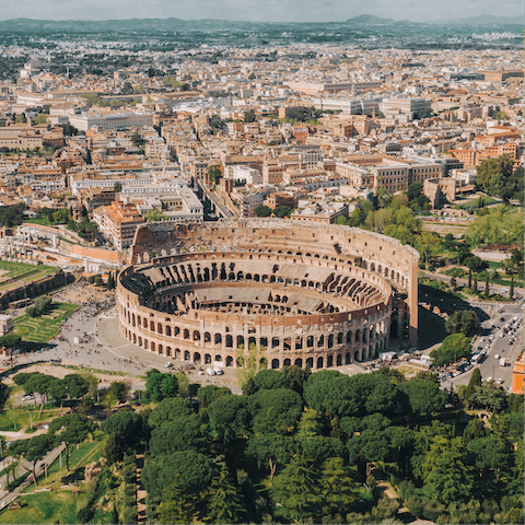 Wander back in time at the Colosseum, only a twenty-minute walk from the flat 