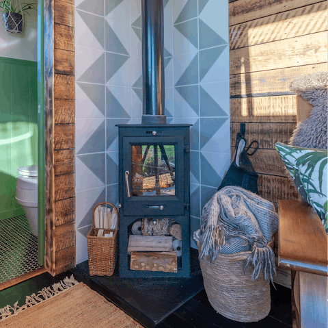 Get a fire going to keep the compact space cosy warm in minutes