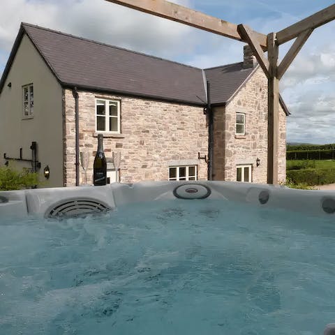Treat yourselves to a long soak in the private hot tub