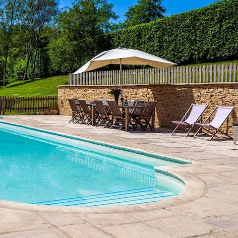 Take a refreshing dip in the swimming pool on sunny afternoons