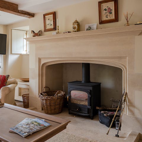 Gather around the wood-burning stove for a cosy night in