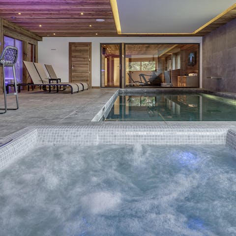 Soak in the Jacuzzi or enjoy the sauna after a day on the slopes