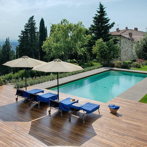 De-stress by the communal pool after an amble through the hilly pastures