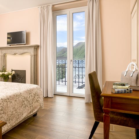 Get some work done remotely in the bedrooms or step out onto the private balcony overlooking the lake