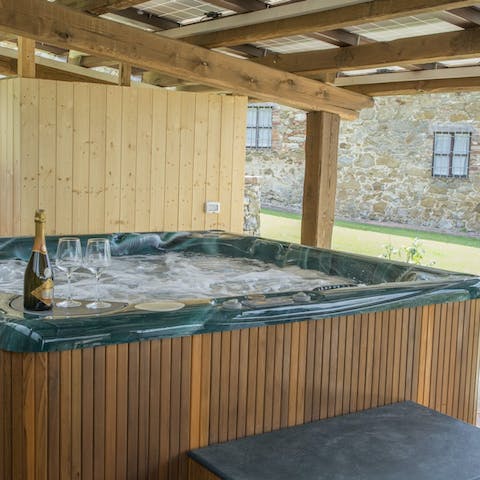 Make sundowners in the Jacuzzi part of the new routine