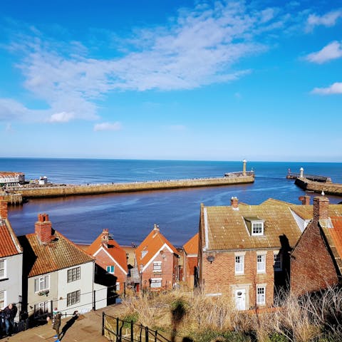 Stay a three-minute drive, or within easy walking distance of Whitby's old centre