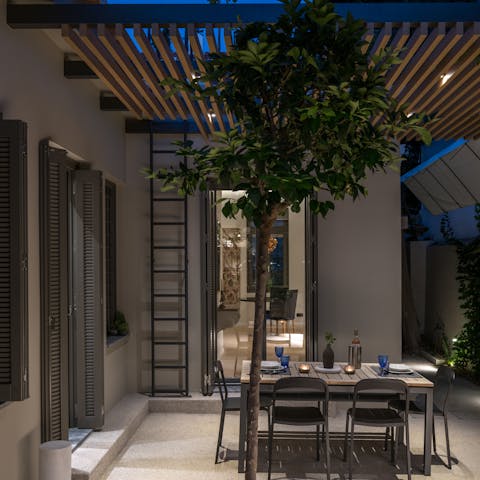 Share an array of Greek mezzes on the terrace