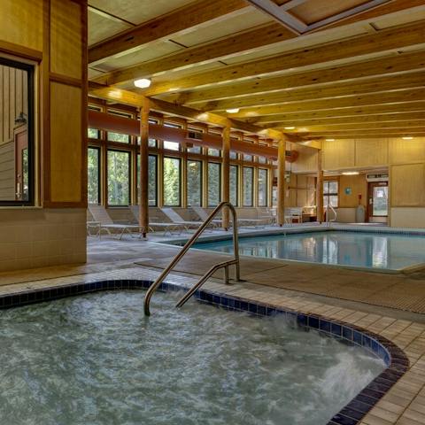 Indulge in a swim or a soak at the communal pool and hot tub