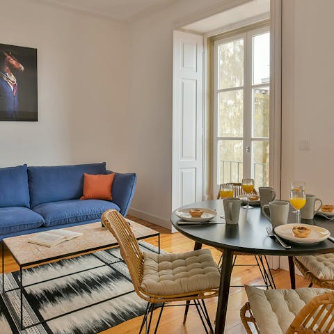Enjoy views of Alfama through the French doors from the comfort of your own sofa