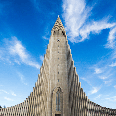 Climb the tower of the stunning Hallgrimskirkja and see Reykjavik from above