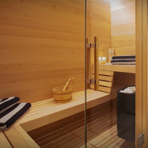 Feel a wonderful sense of wellbeing after a session in the sauna 