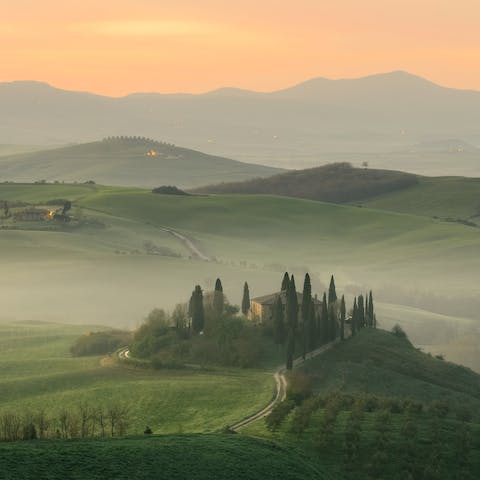 Explore the majestic rolling hills of Tuscany