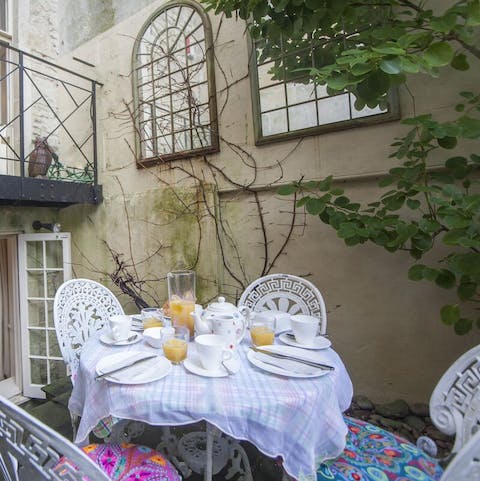 Sip your morning coffee alfresco in the private courtyard