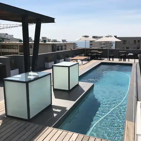 Swim a lap or two of this communal rooftop pool before drying off in the sun