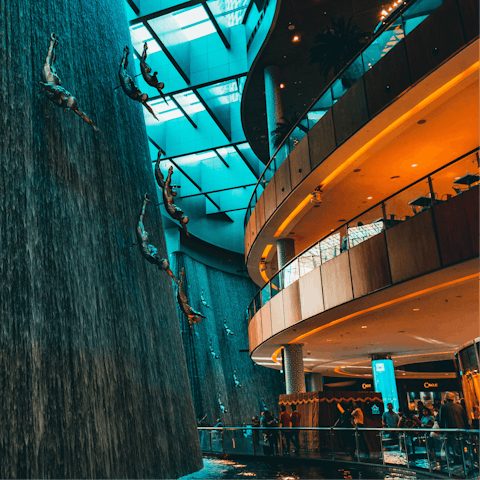 Shop at the Dubai Mall, a four-minute drive away