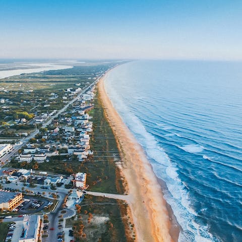 Head over to the long stretch of beach facing the Atlantic Ocean on Anastasia Island