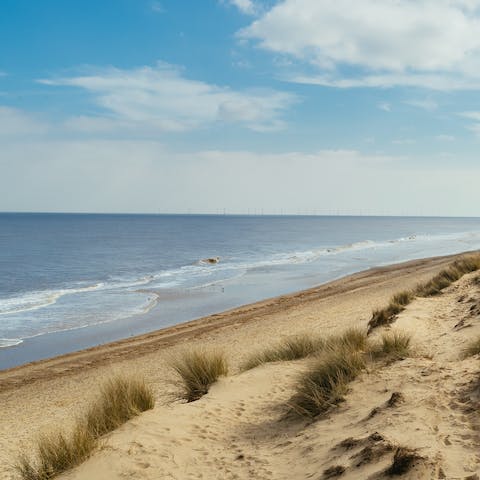 Spend the day on Old Hunstanton Beach, a thirty-minute drive away 