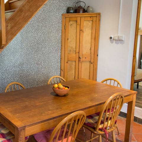 Set the table ready for a hearty home-cooked dinner after a long walk through the countryside