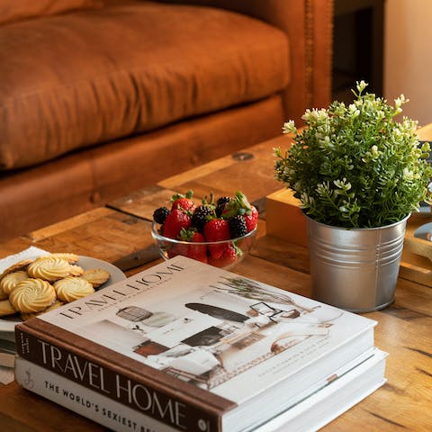 Pick up one of the host's coffee table books as you settle down with a cup of tea