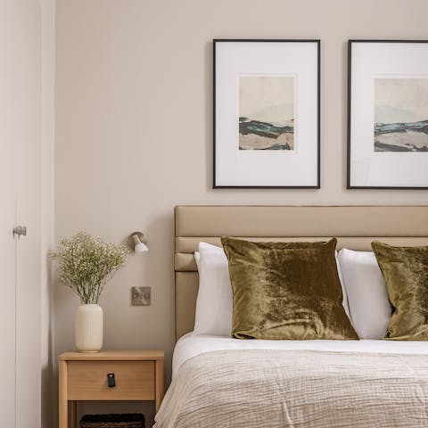 Wake up feeling refreshed and ready for adventure in the Scandi-style bedroom