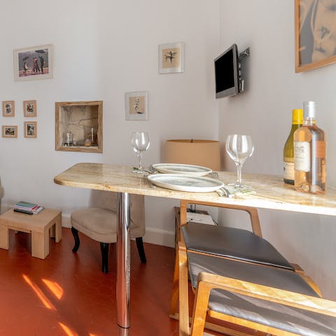 Serve up some French delicacies at the dining area