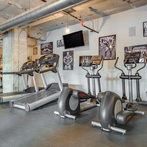 Head to the on-site gym for a workout