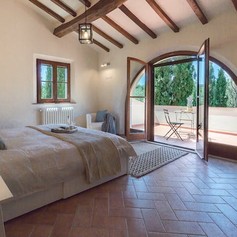 Wake up to breathtaking views over Montepulciano from the balcony