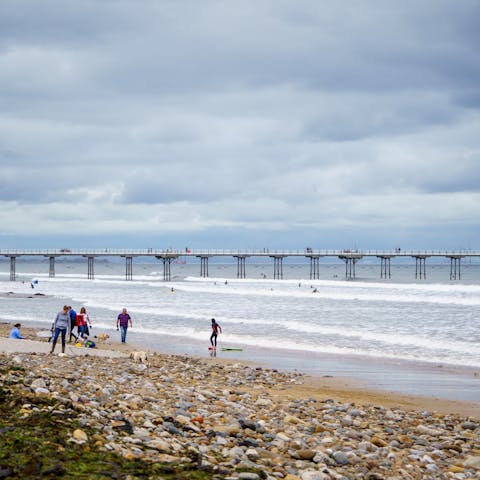 Spend the day on Saltburn Beach with its pier, just a two-minute stroll from this home
