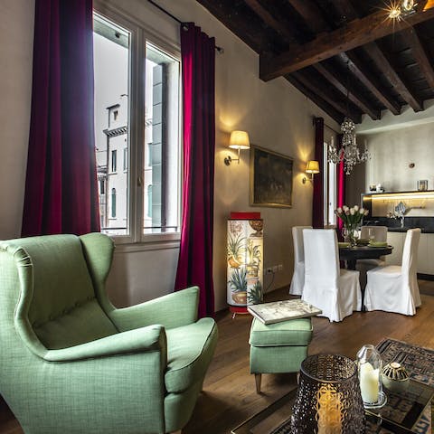 Kick back and relax in wonderfully authentic Italian interiors