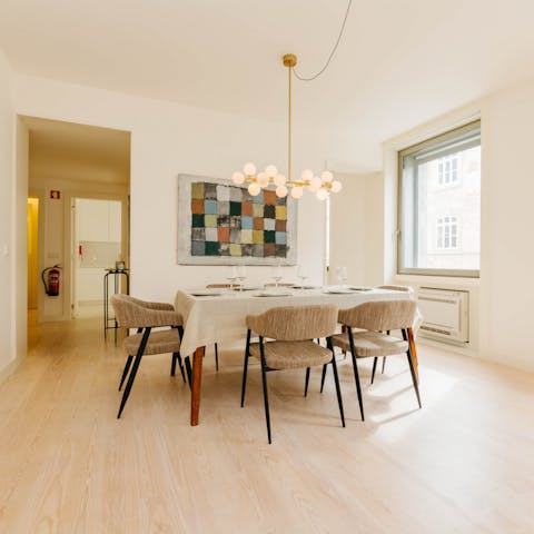 Come together in the open-plan dining area for a home-cooked, Portuguese meal