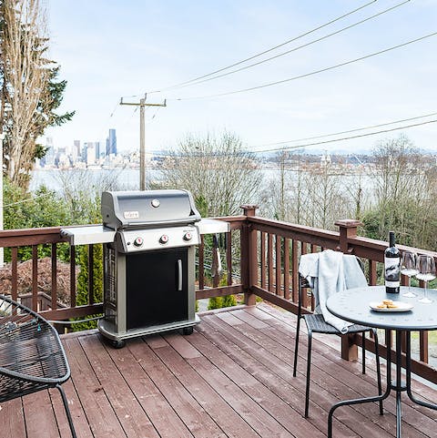 Enjoy a bite to eat as you admire the views from the private outdoor deck