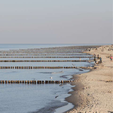 Paddle in the Baltic Sea at Zingst beach, a nineteen-minute drive away