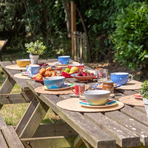 Lay out a breakfast spread to enjoy alfresco