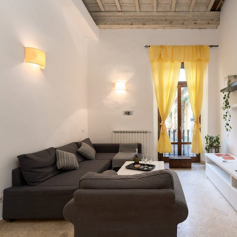Relax in the peaceful apartment after bustling days exploring the city