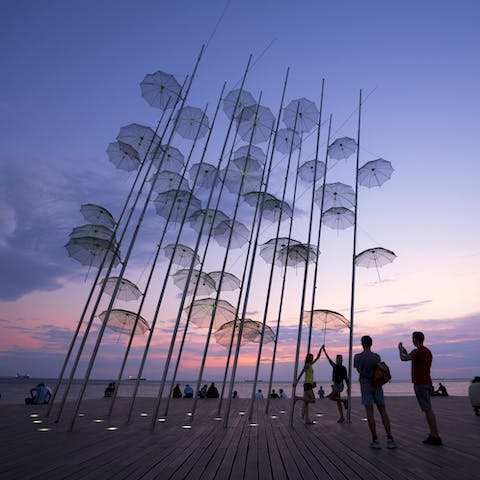 Head down to the vibrant Thessaloniki Port for a sunset stroll