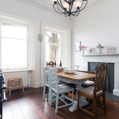 Enjoy a quiet family meal in the cosy kitchen