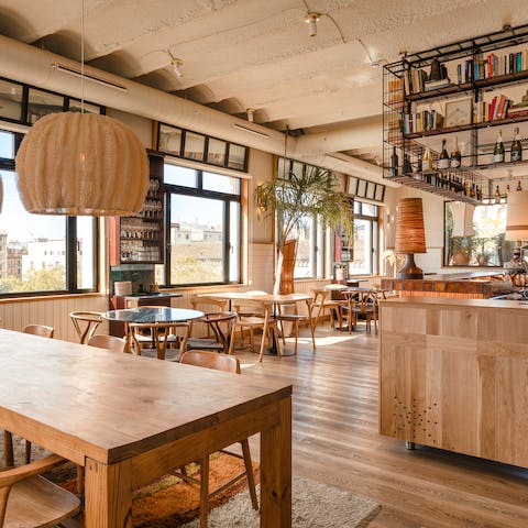 Enjoy a Mediterranean breakfast in the hotel's vibrant restaurant