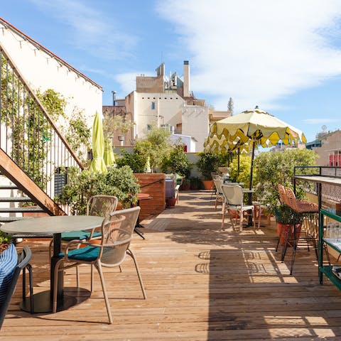 Head up to the rooftop terrace for a glass of sangria and some live music